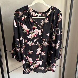 Joie Black Floral Blouse